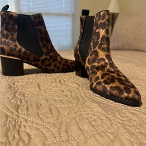 Nine West Brown Leopard Ankle Booties